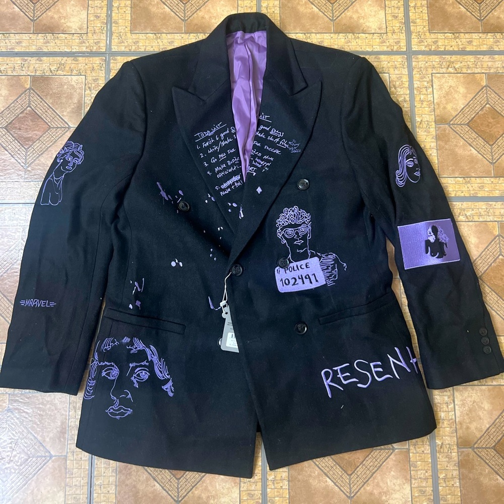 KidSuper Studios Embroidered Wool Blazer Coat